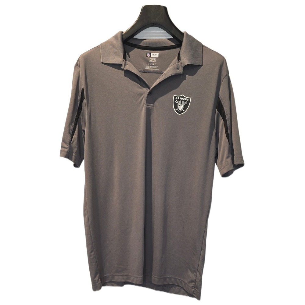 NFL Team Apparel Las Vegas Raiders Polo Shirt Mens Lg Gray TX3 Cool Performance